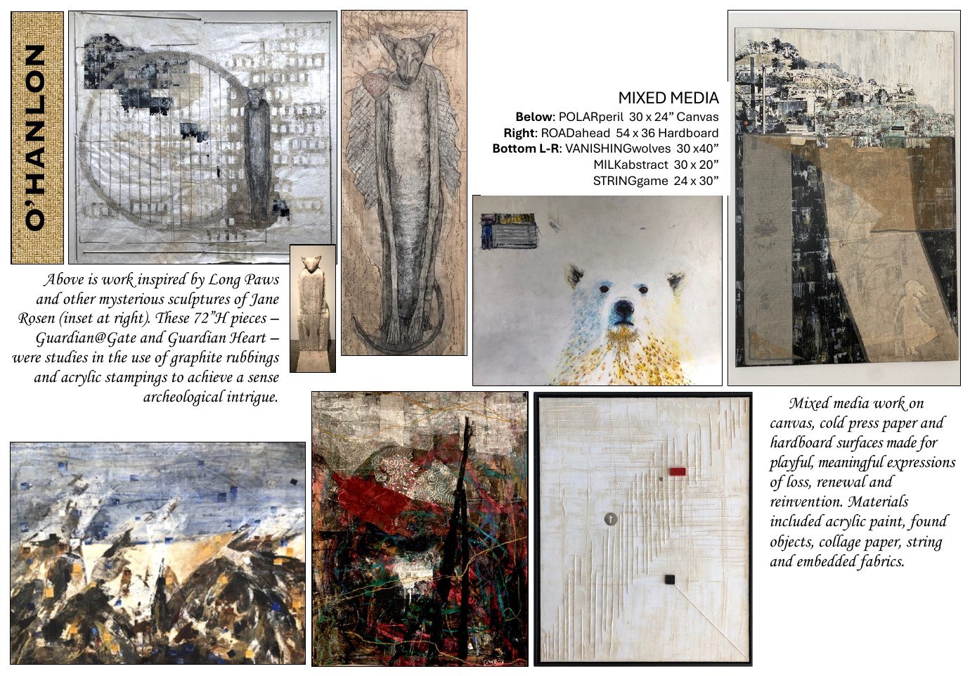 O'Hanlon residency work — mixed media on canvas and hardboard